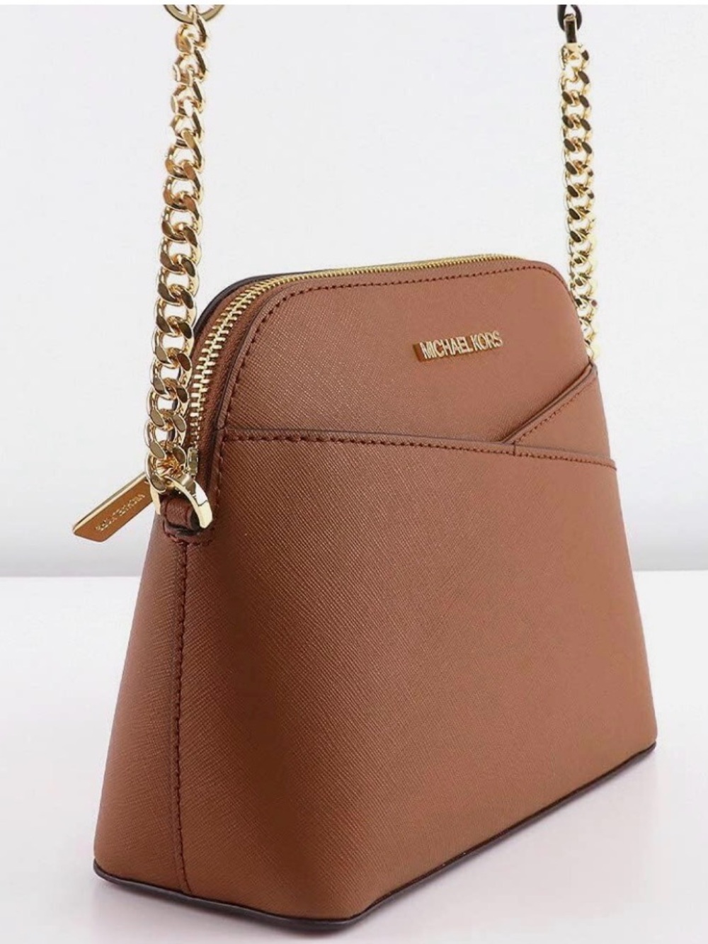 Michael Kors Tan Saffiano Leather Messenger Bag with Gold  Hardware - Picture 3 of 6